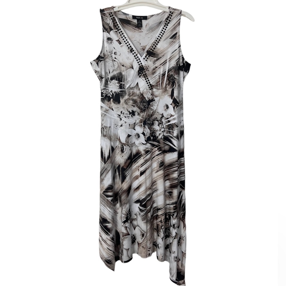 Style & Co Floral Embellished Asymmetrical Hem Dress – Size Small